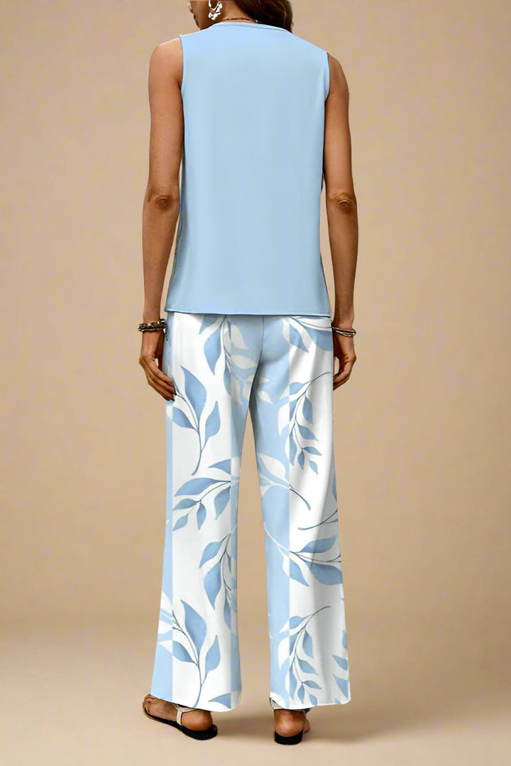 Elise-set | Mönstrade byxor + enfärgad topp